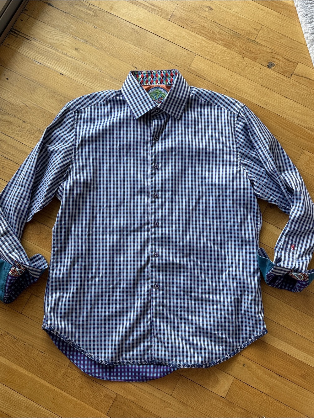 Robert Graham Purple Blue Check Long-Sleeve Dress Shirt